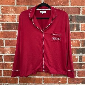 Rae Dunn womens medium red christmas ho ho ho long sleeve pajama shirt